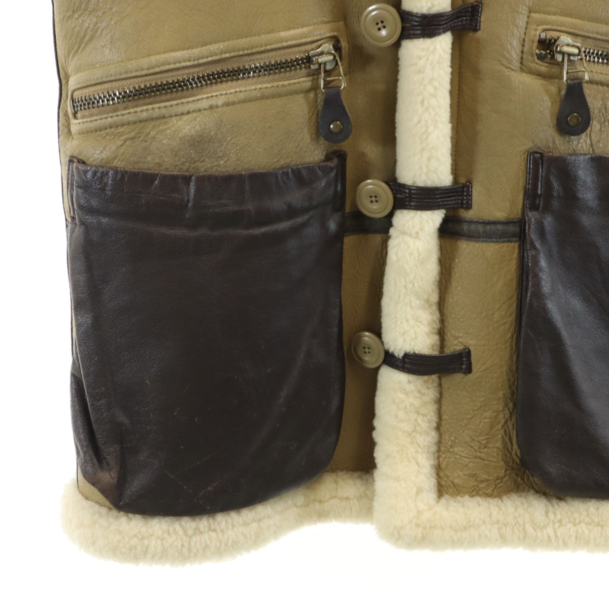 MILITARY CLOTHING 韓国製 B-7 ムートン フライトジャケット S ベージュ 羊革 メンズ