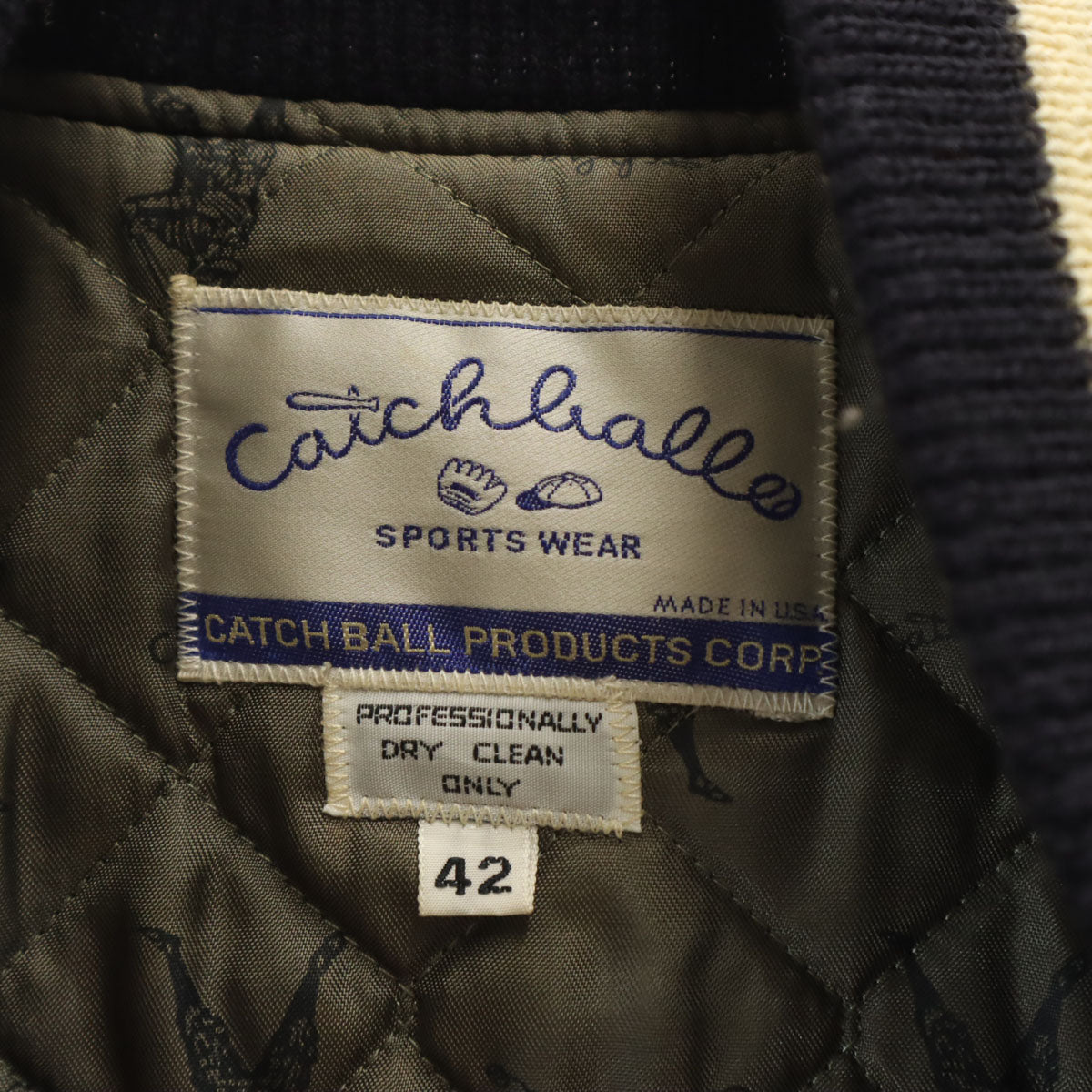 catchball キャッチボール USA製 スカジャン 42 ネイビー メンズ
