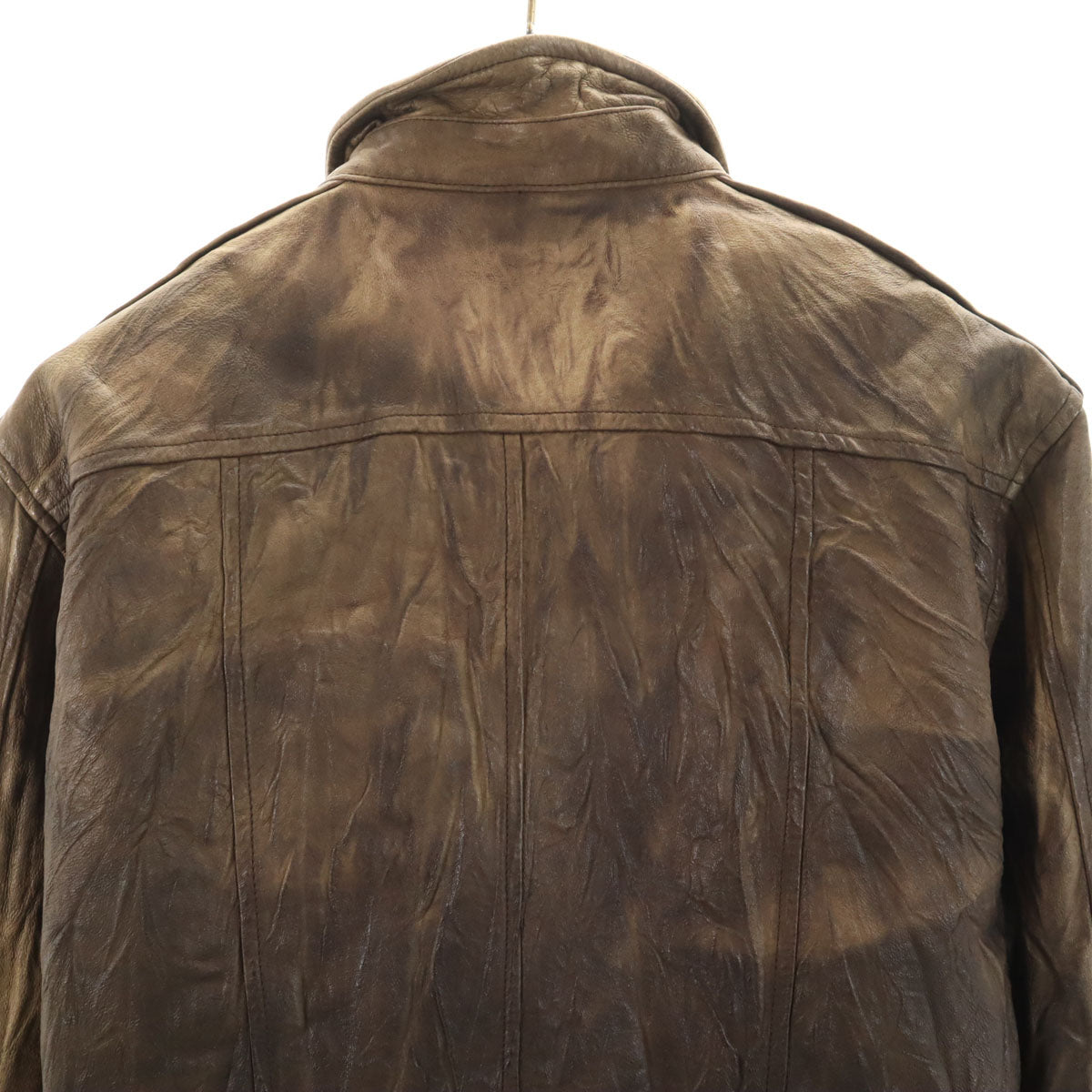 BURBERRY BLACK LABEL バーバリーブラックレーベル シワ加工 レザー シャツジャケット L ブラウン 三陽商会 メンズ