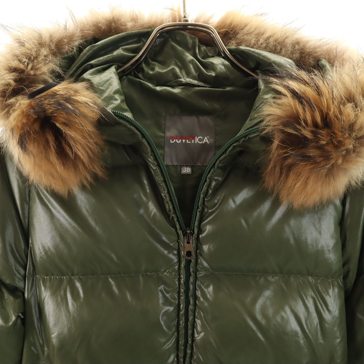 DUVETICA デュベティカ ADHARA ダウンジャケット 38 カーキ系 ラクーンファー付き レディース