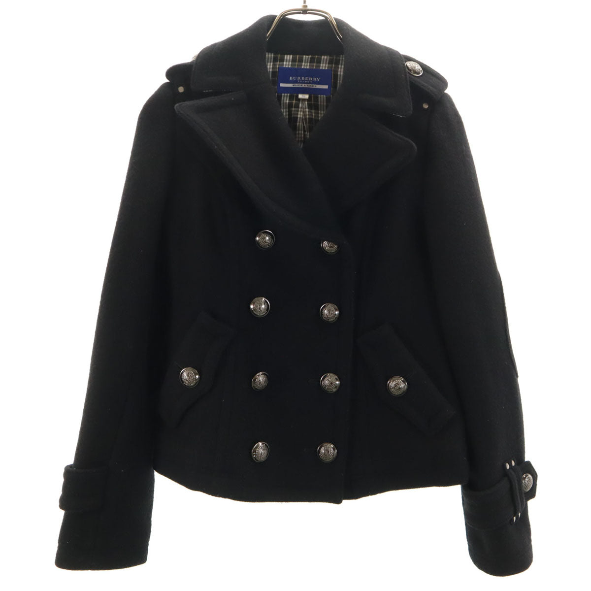 BURBERRY LONDON BLUE LABEL バーバリー ロンドン ブルーレーベル メルトン ピーコート 36 ブラック Pコート 三陽商会 レディース