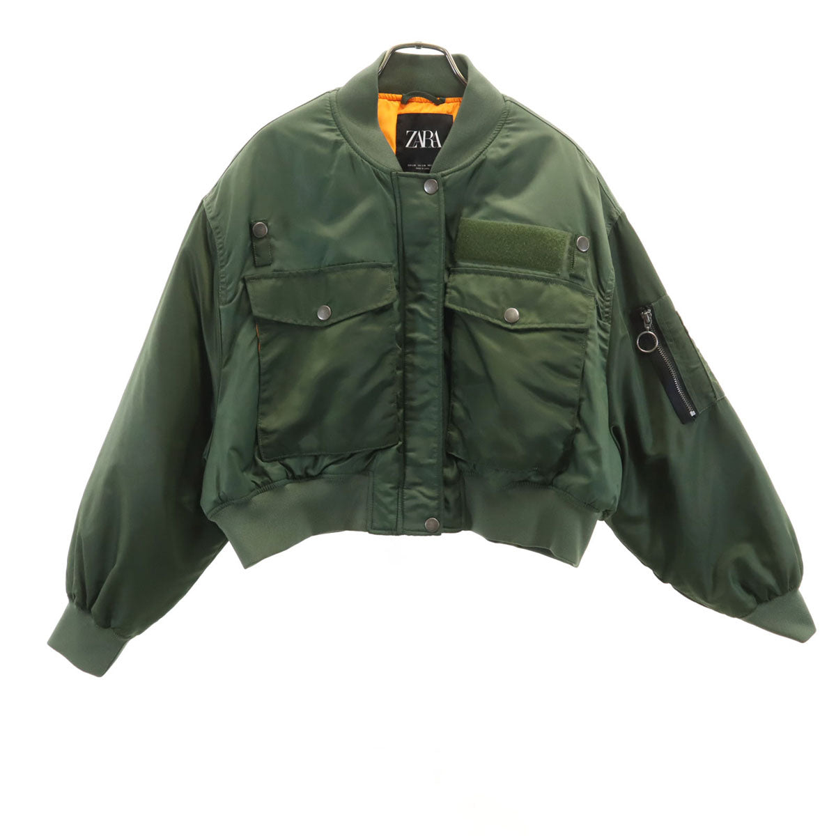 ZARA ザラ ショート丈 フライトジャケット L-XL カーキ レディース