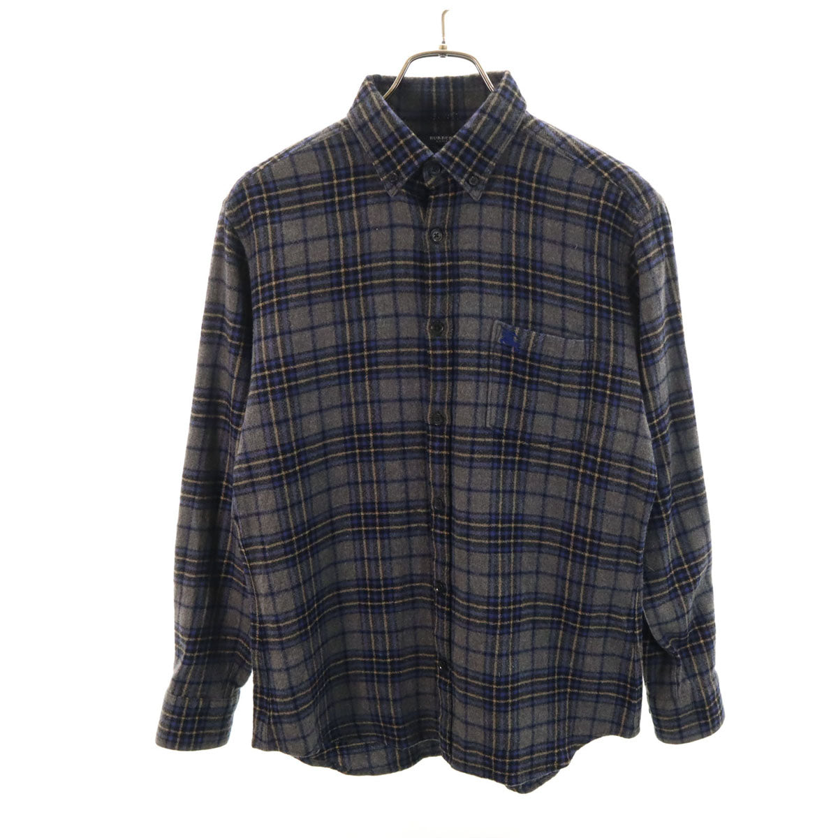 BURBERRY LONDON バーバリーロンドン チェック柄 長袖 フランネル ボタンダウンシャツ M チャコールグレー 三陽商会 レディース