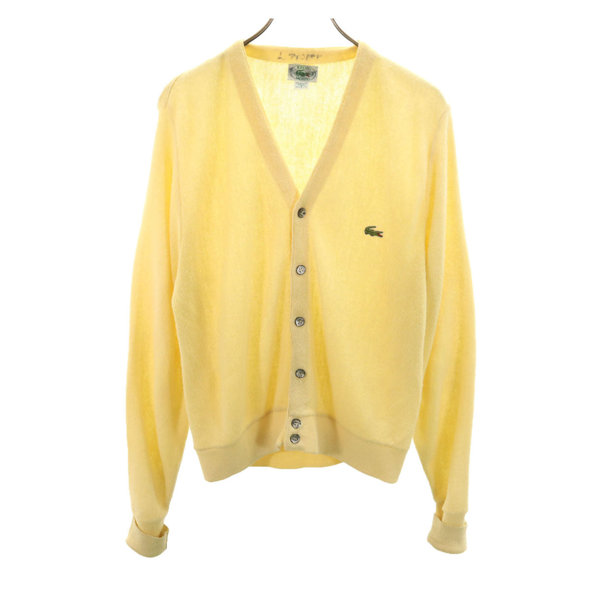 IZOD LACOSTE アイゾッドラコステ 90s USA製 オールド 長袖 Vネック ニットカーディガン S イエロー メンズ
