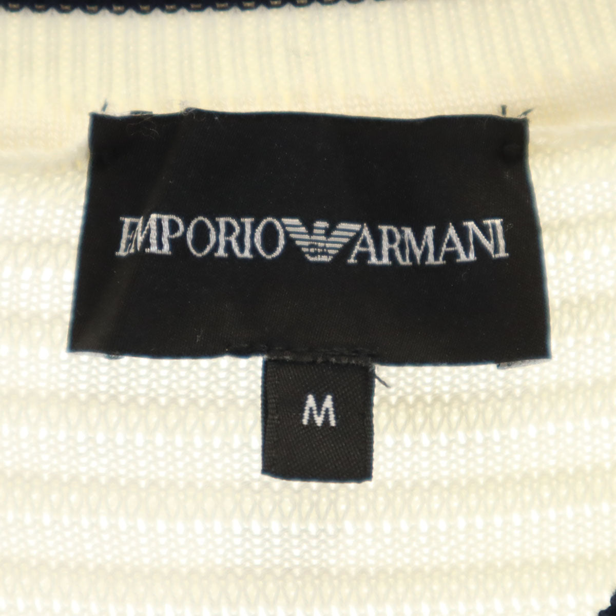 Emporio Armani エンポリオアルマーニ ボーダー柄 長袖 ニット M ホワイト セーター メンズ