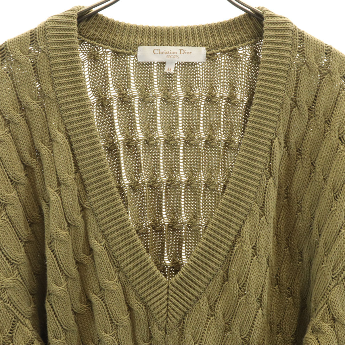 Christian Dior SPORTS クリスチャンディオールスポーツ 90s オールド 長袖 Vネック ニット M オリーブ系 レディース