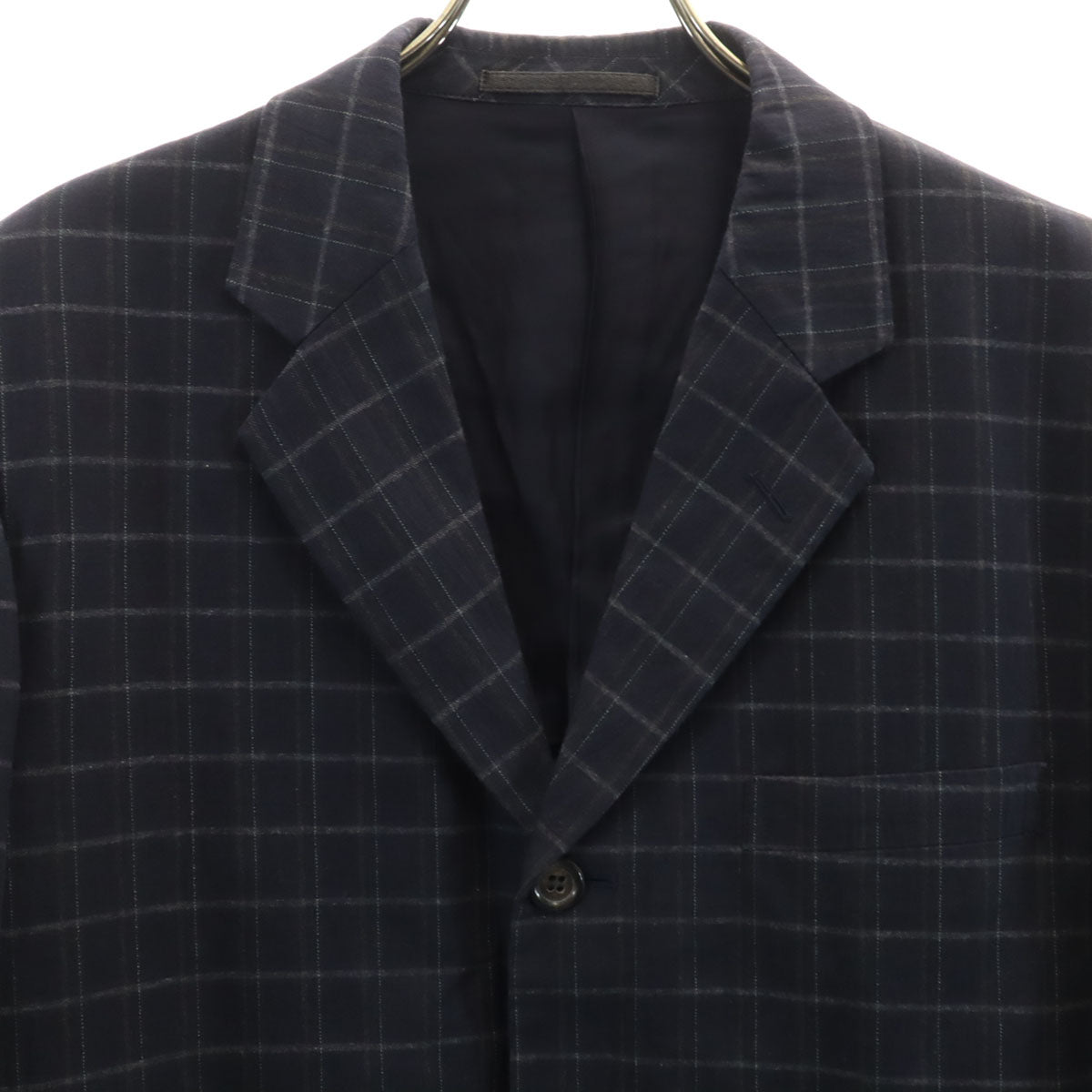 COMME des GARCONS HOMME コムデギャルソンオム 90s 日本製 オールド チェック柄 テーラードジャケット S ネイビー メンズ