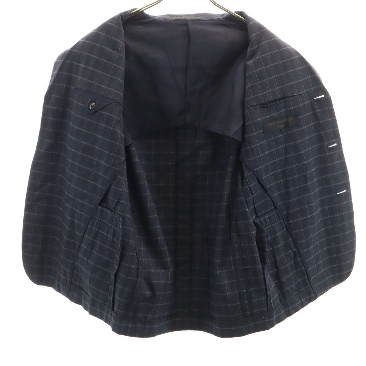 COMME des GARCONS HOMME コムデギャルソンオム 90s 日本製 オールド チェック柄 テーラードジャケット S ネイビー メンズ