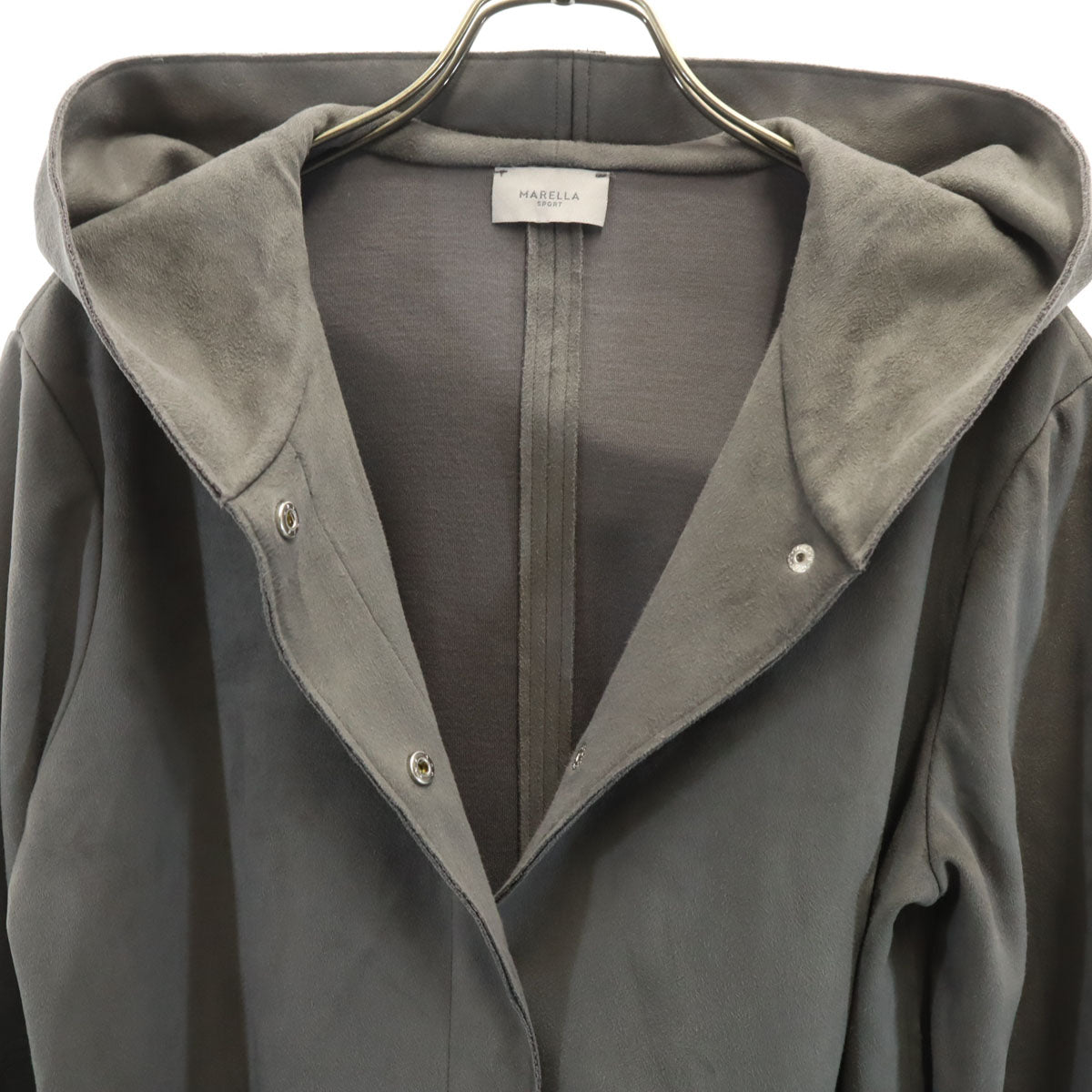 MARELLA sport マレーラ スポーツ フェイクスエード フーデッド コート M グレー レディース