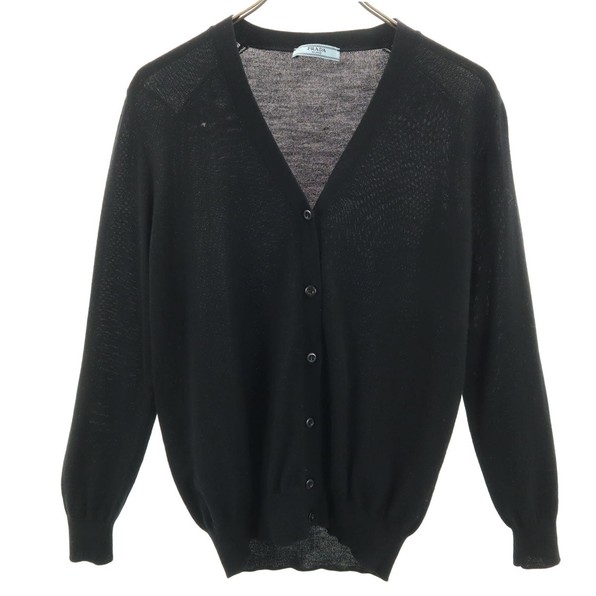 PRADA プラダ 2013年 長袖 Vネック ニットカーディガン 38 ブラック ハイゲージ レディース