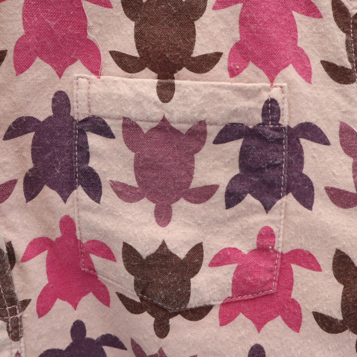 reyn spooner レインスプーナー ホヌ柄 長袖 プルオーバー ボタンダウンシャツ XS ピンク 亀 レディース