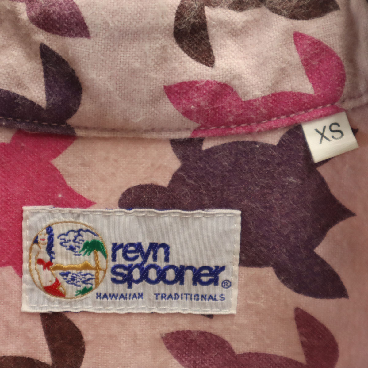 reyn spooner レインスプーナー ホヌ柄 長袖 プルオーバー ボタンダウンシャツ XS ピンク 亀 レディース