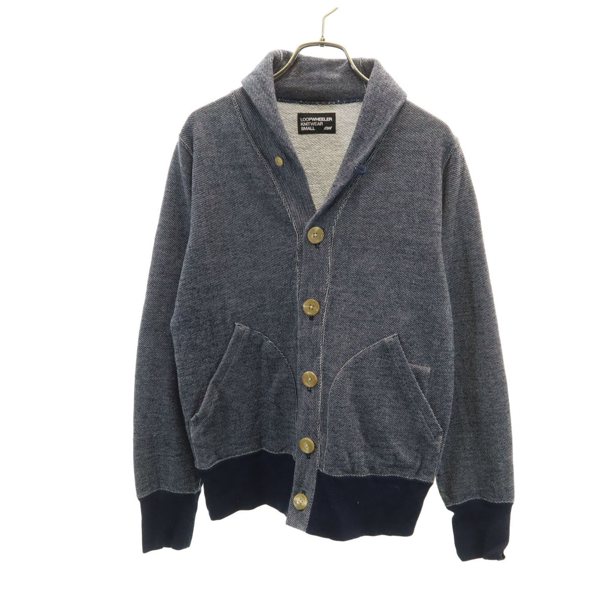 LOOPWHEELER ループウィラー 日本製 長袖 ショールカラー カーディガン S ネイビー メンズ