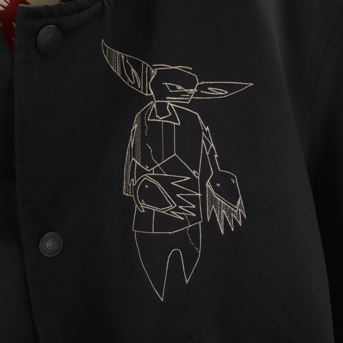 HYSTERIC GLAMOUR ヒステリックグラマー FUTURA フューチュラ コラボ バック刺繍 サテン ジャケット S ブラック メンズ