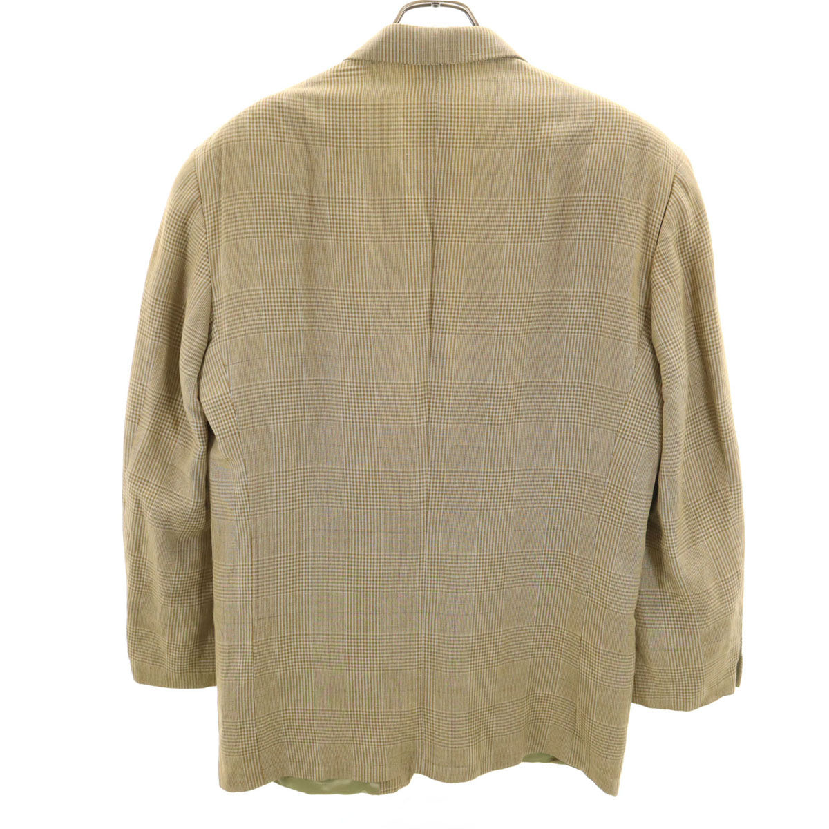 Emporio Armani エンポリオアルマーニ 90s イタリア製 リネンブレンド オールド チェック柄 テーラードジャケット 48 ベージュ メンズ