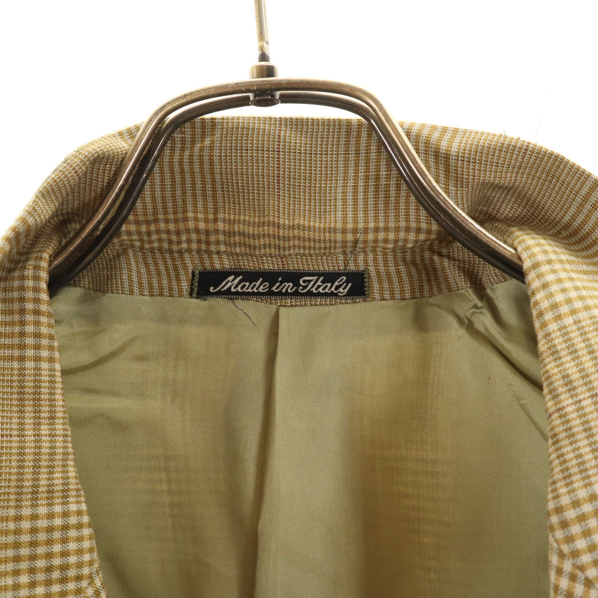 Emporio Armani エンポリオアルマーニ 90s イタリア製 リネンブレンド オールド チェック柄 テーラードジャケット 48 ベージュ メンズ