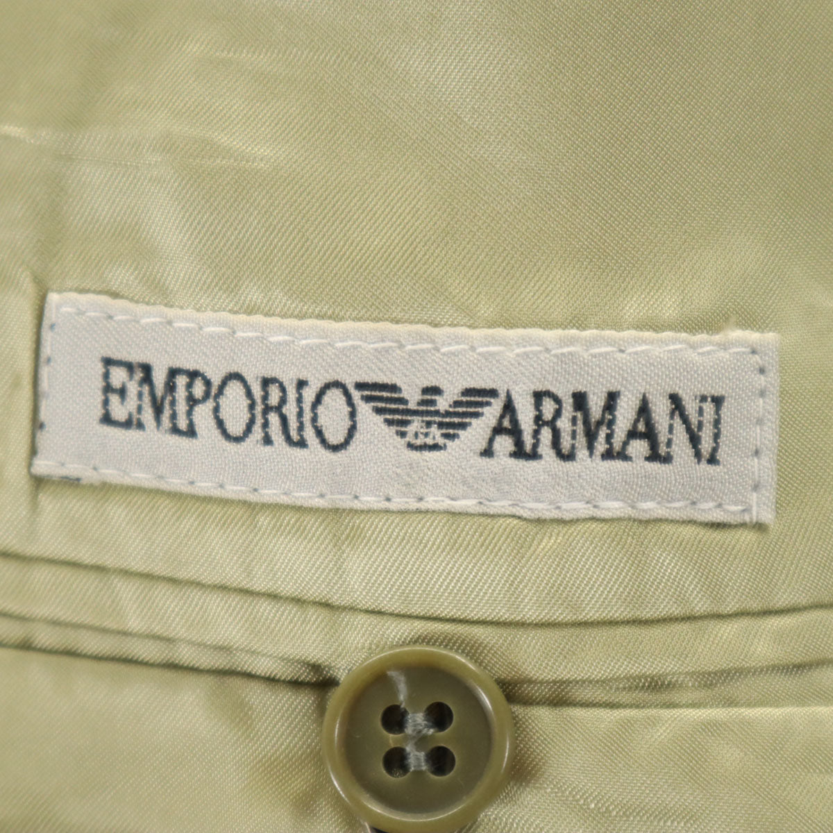 Emporio Armani エンポリオアルマーニ 90s イタリア製 リネンブレンド オールド チェック柄 テーラードジャケット 48 ベージュ メンズ
