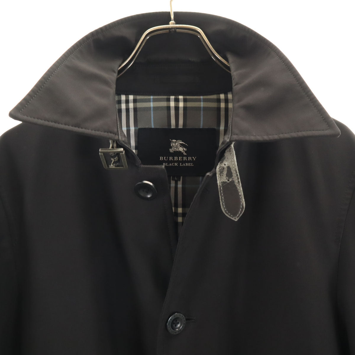 BURBERRY BLACK LABEL バーバリーブラックレーベル ステンカラーコート L ブラック 三陽商会 メンズ
