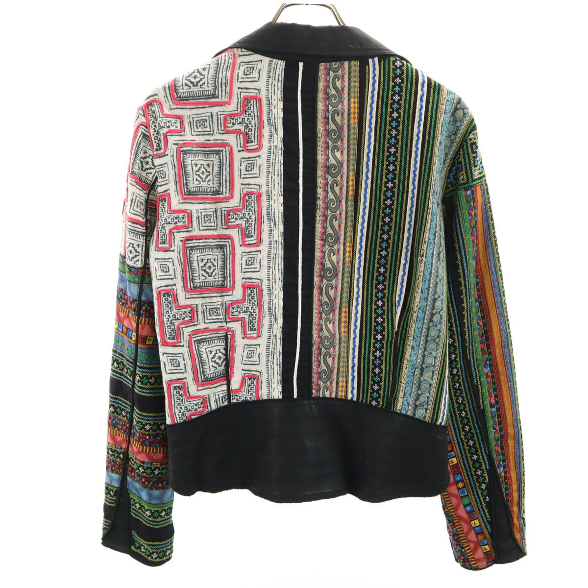 Desigual デシグアル エスニック柄 ダブルライダースジャケット 40 マルチ レディース