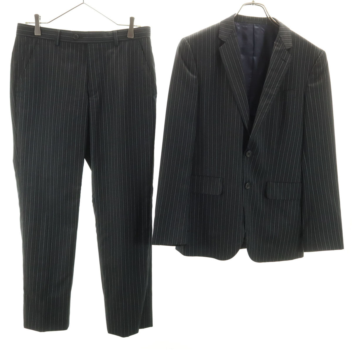Paul Smith LONDON ポールスミスロンドン 日本製 ストライプ柄 スーツ 上下 セットアップ M ブラック メンズ