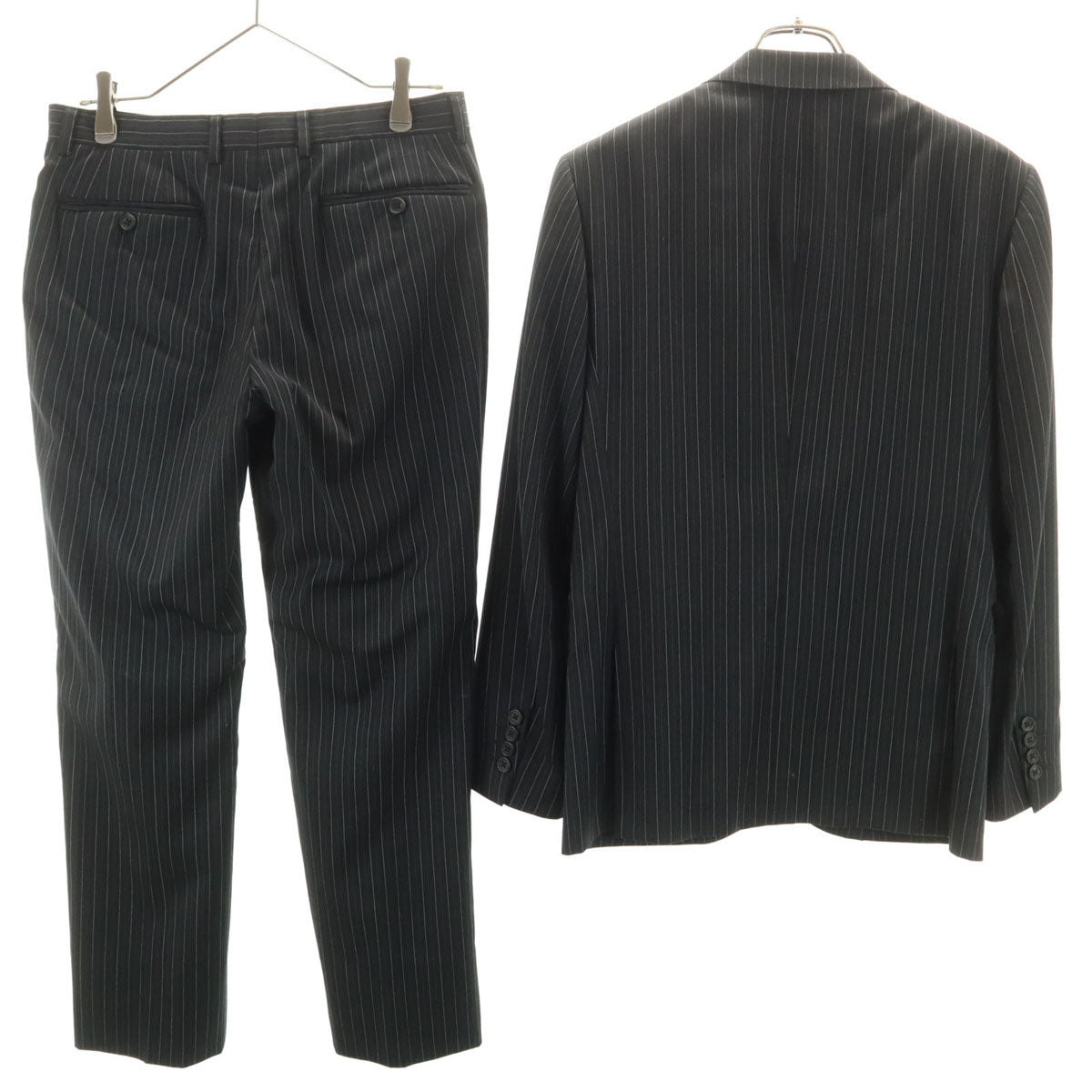 Paul Smith LONDON ポールスミスロンドン 日本製 ストライプ柄 スーツ 上下 セットアップ M ブラック メンズ
