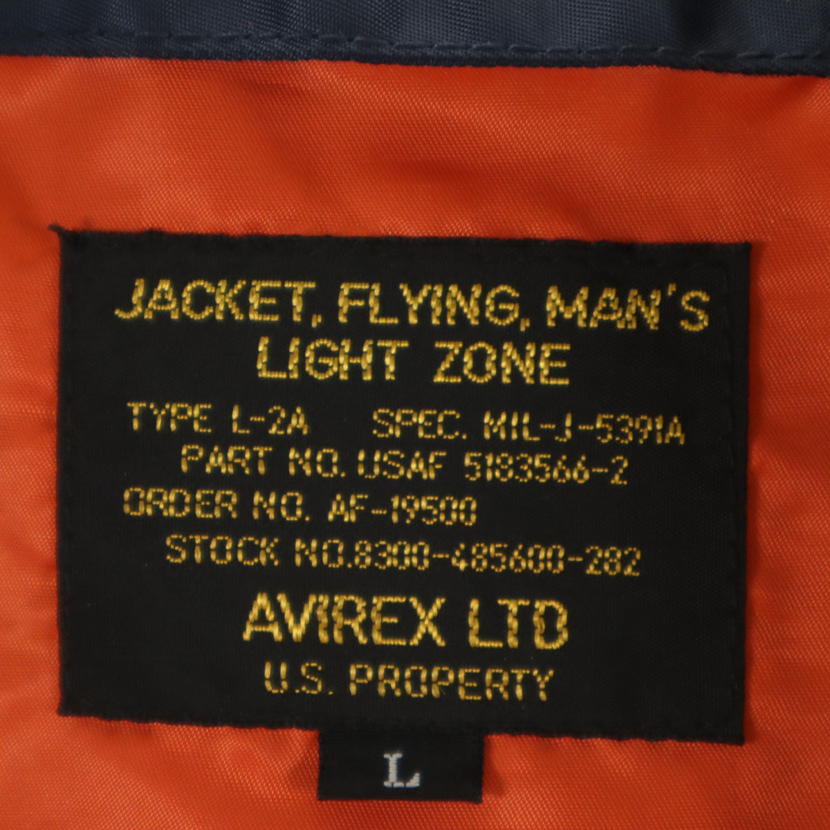 AVIREX アヴィレックス L-2A フライトジャケット L ネイビー メンズ