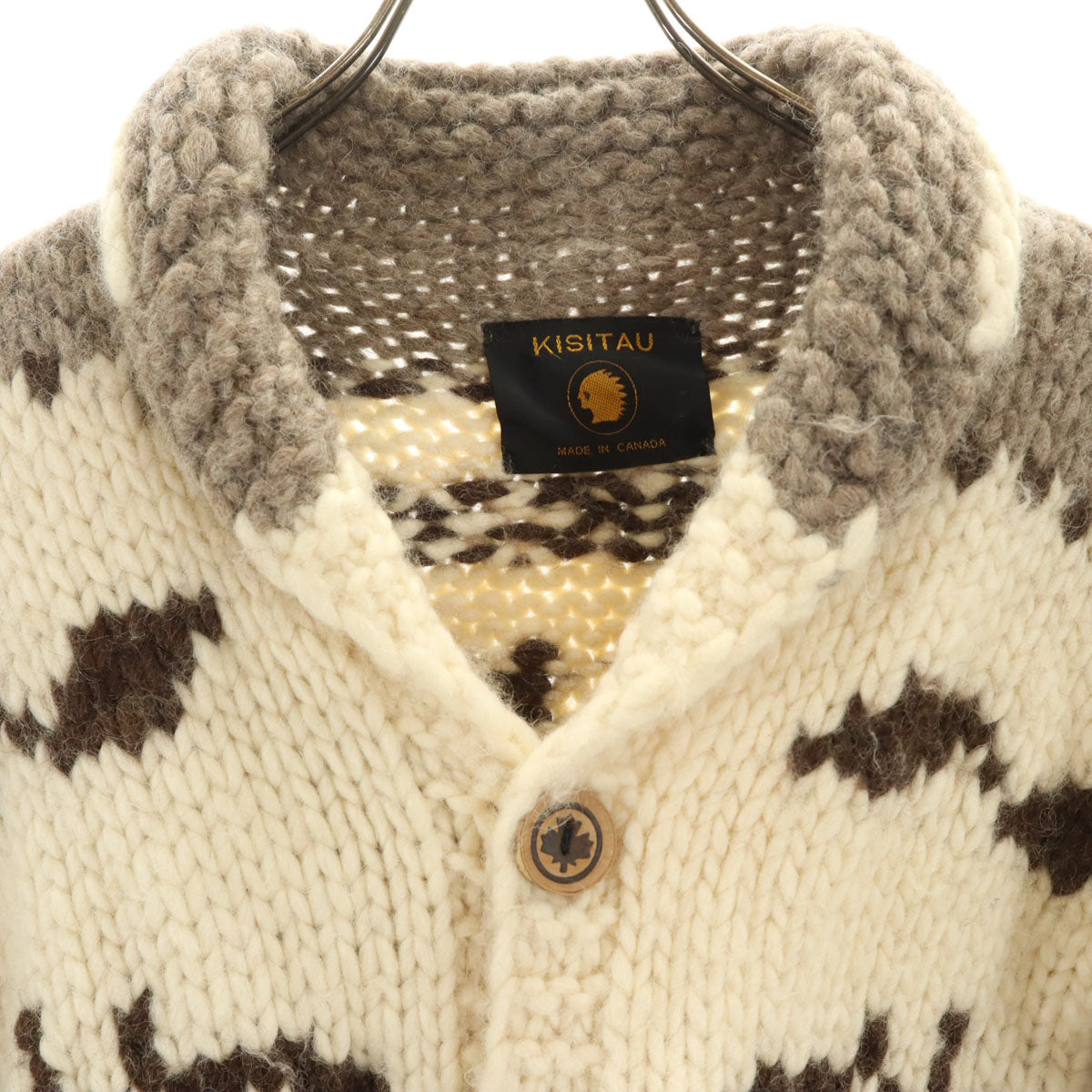 KISITAU キシタウ 80s 90s カナダ製 オールド トナカイ柄 カウチンジャケット アイボリー メンズ