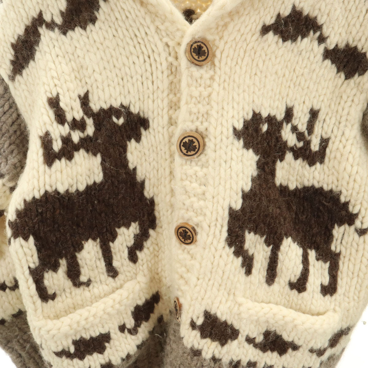 KISITAU キシタウ 80s 90s カナダ製 オールド トナカイ柄 カウチンジャケット アイボリー メンズ