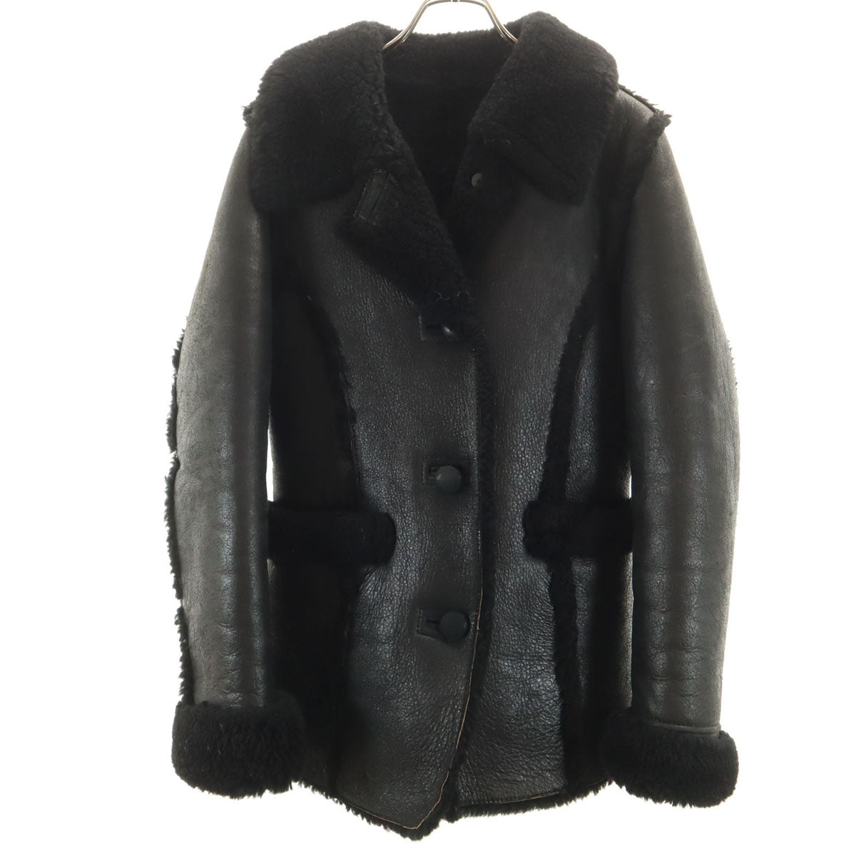 PALMUS 羊革 ムートンコート F ブラック レディース