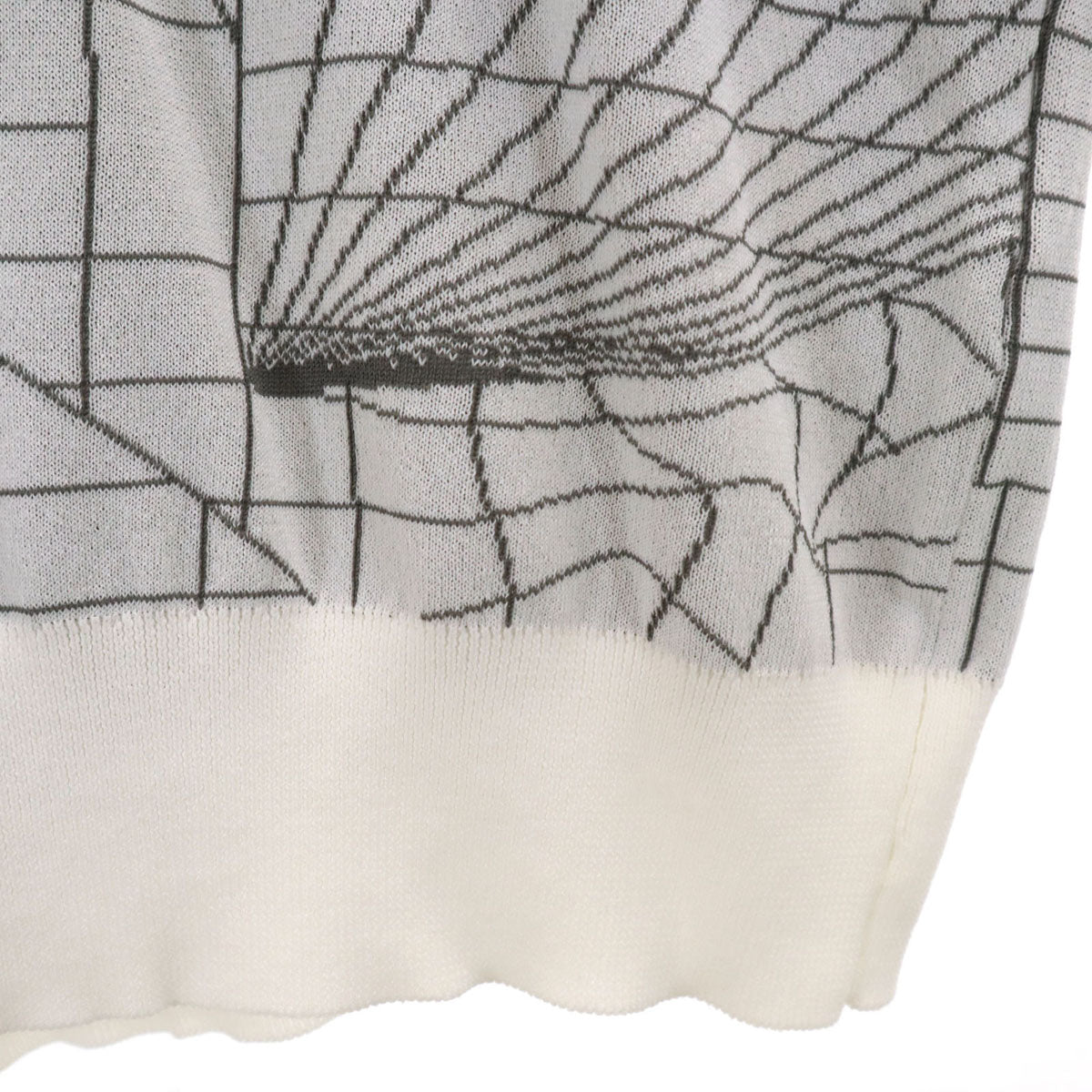 LANVIN SPORT ランバンスポール 幾何学柄 長袖 ニット 40 ホワイト メンズ