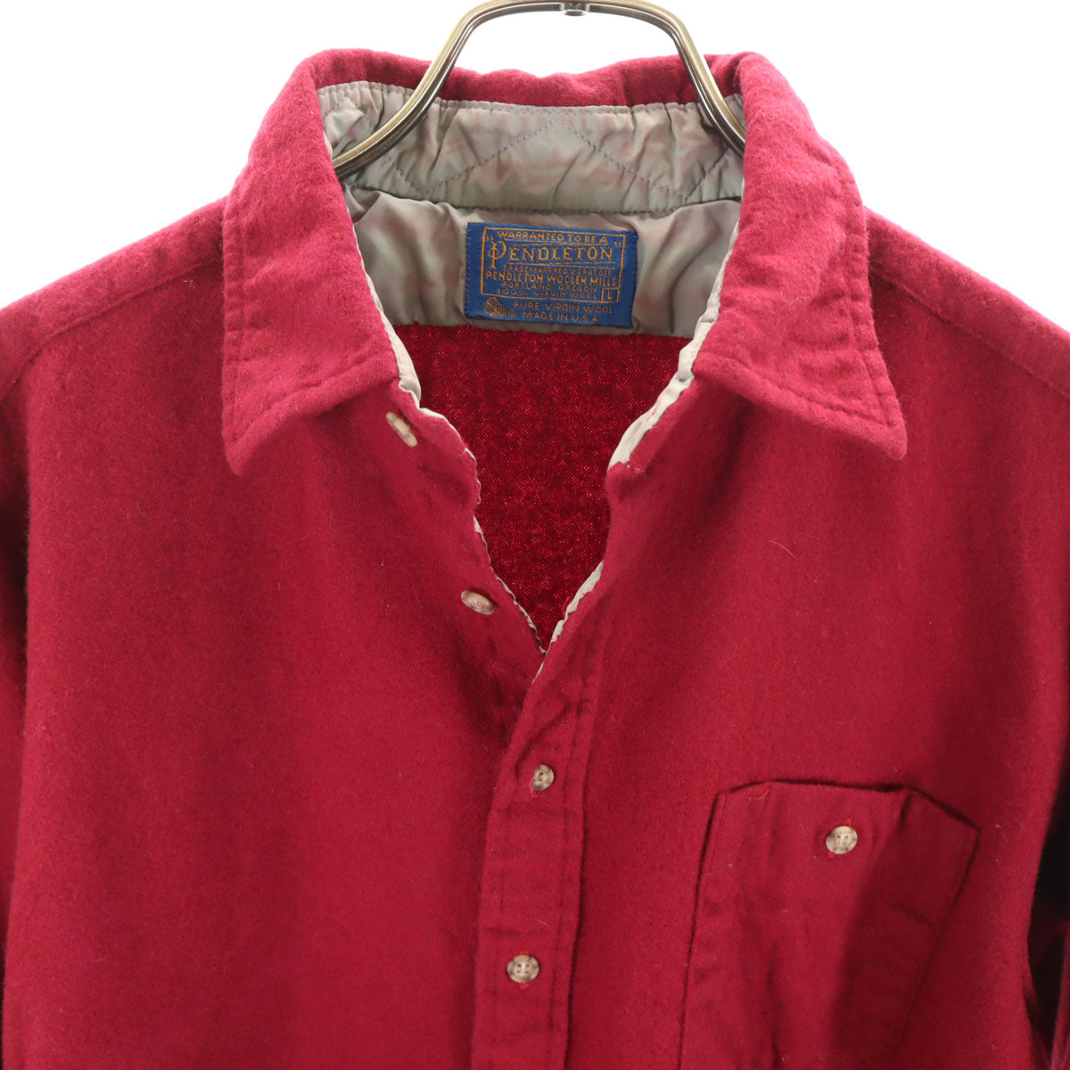 PENDLETON ペンドルトン 70s 80s ヴィンテージ USA製 ウールブレンド 長袖 ボード シャツ L バーガンディ エルボーパッチ メンズ