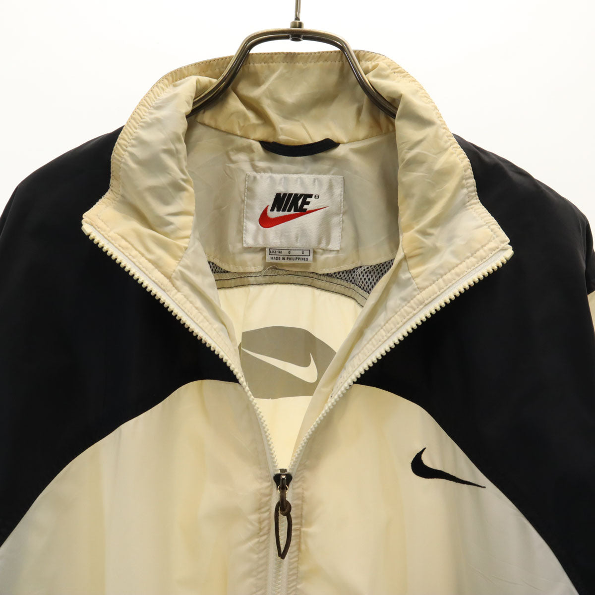 NIKE ナイキ 90s オールド ナイロンジャケット L 12-14 アイボリー キッズ