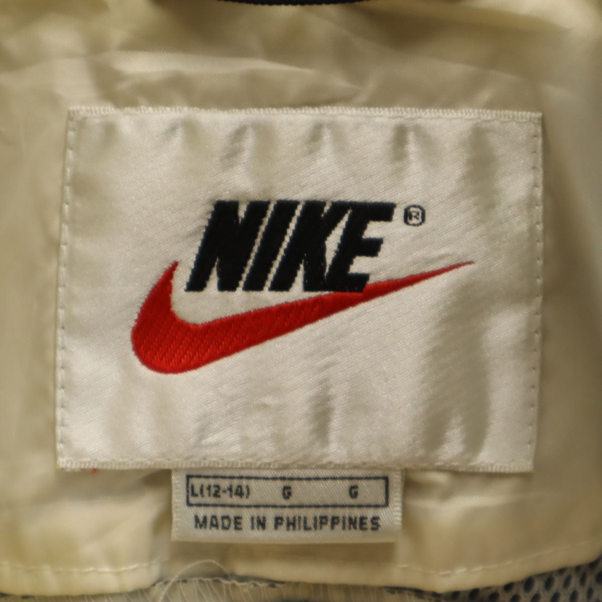 NIKE ナイキ 90s オールド ナイロンジャケット L 12-14 アイボリー キッズ