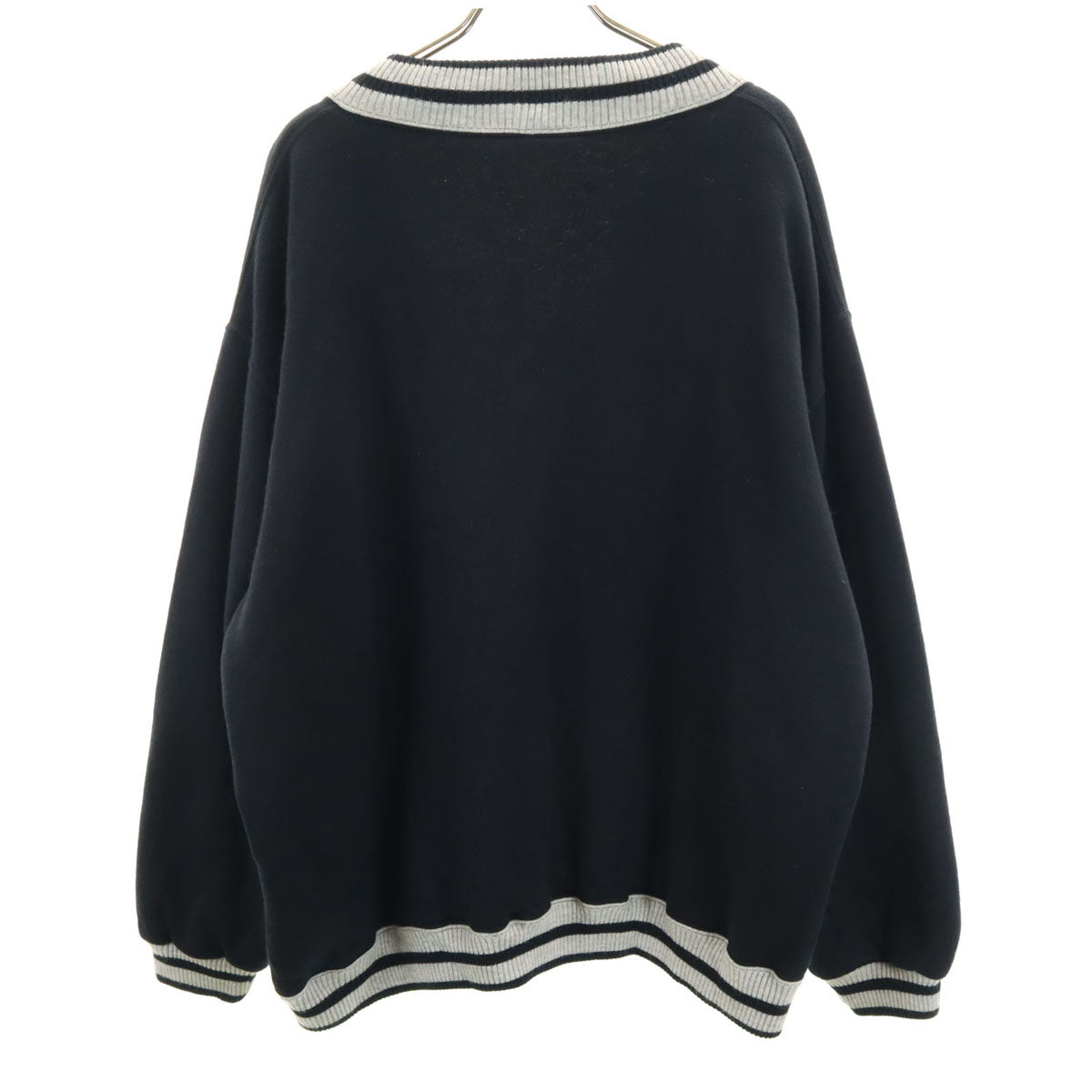 OLD オールド 80s 90s 長袖 Vネック カーディガン XL 黒 厚手 メンズ