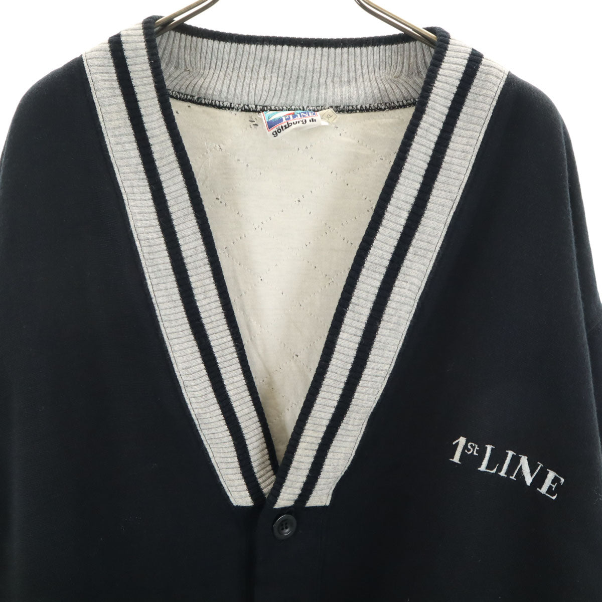 OLD オールド 80s 90s 長袖 Vネック カーディガン XL 黒 厚手 メンズ
