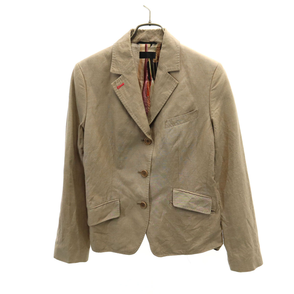 Paul Smith BLACK ポールスミス ブラック リネンブレンド テーラードジャケット 42 ベージュ レディース