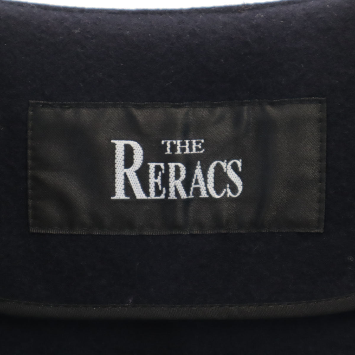 THE RERACS ザリラクス 日本製 ウール 長袖 Vネック ワンピース 38 ネイビー レディース