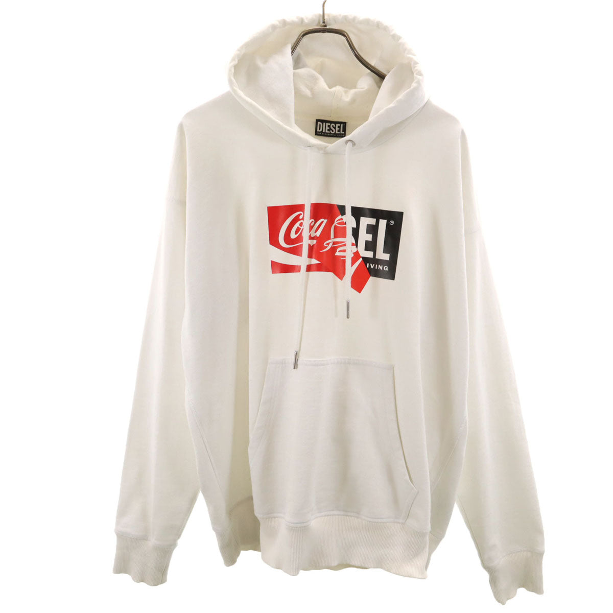 DIESEL ディーゼル coca-cola コカコーラ コラボ めくれロゴ 長袖 スウェットパーカー L ホワイト メンズ