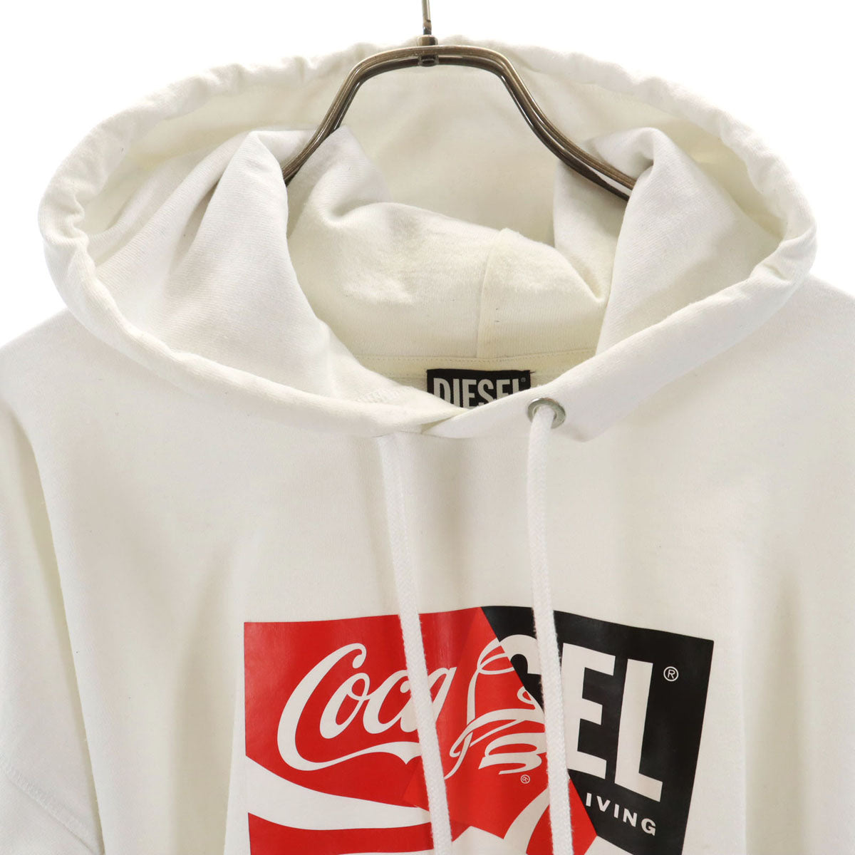 DIESEL ディーゼル coca-cola コカコーラ コラボ めくれロゴ 長袖 スウェットパーカー L ホワイト メンズ