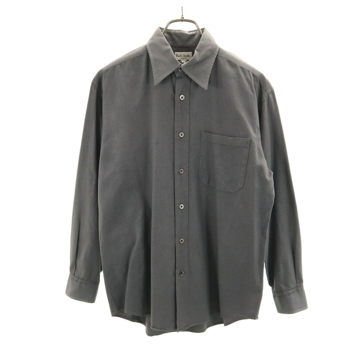 Paul Smith LONDON ポールスミスロンドン 日本製 長袖 コットンシャツ M チャコールグレー メンズ