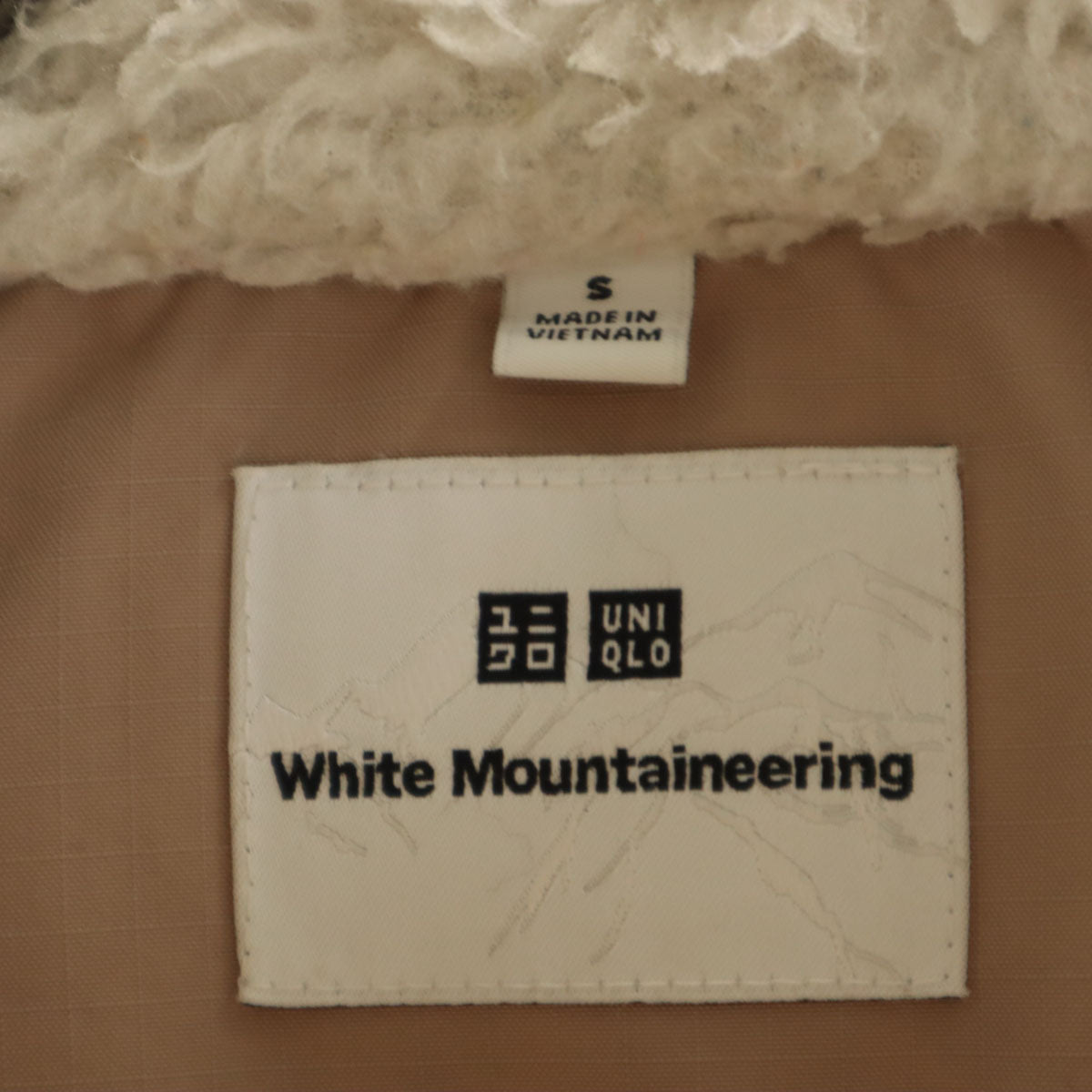 UNIQLO ユニクロ × ホワイトマウンテニアリング コラボ 半袖 オーバサイズ ハーフボタン フリースジャケット S ベージュ系 × White Mountaineering プルオーバー メンズ