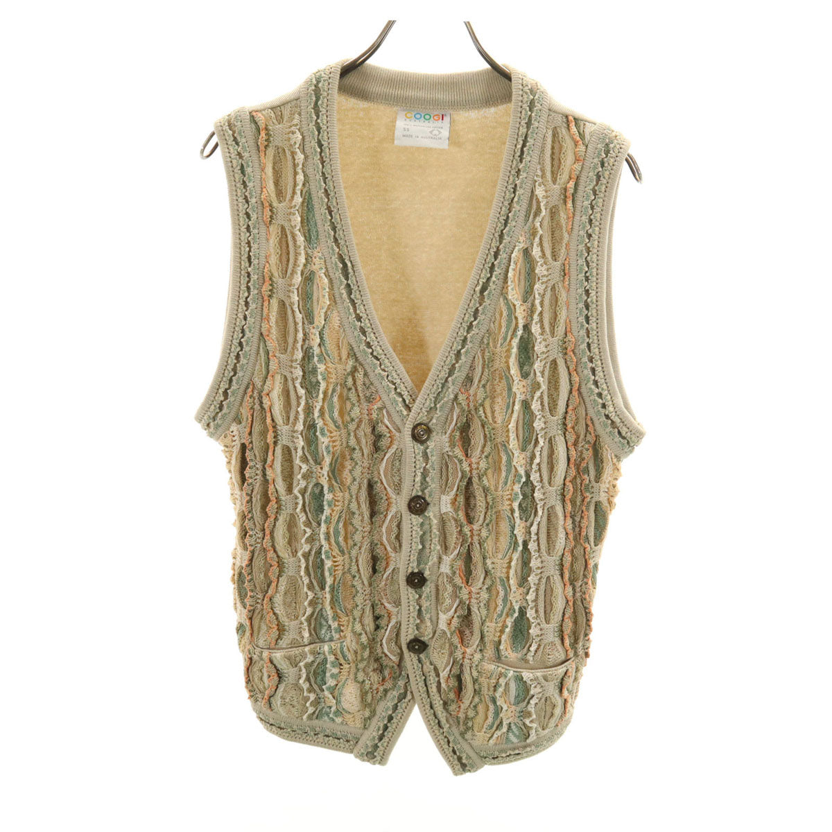 COOGI クージー 90s オーストラリア製 オールド 3Dニット ジレベスト SS グレージュ メンズ
