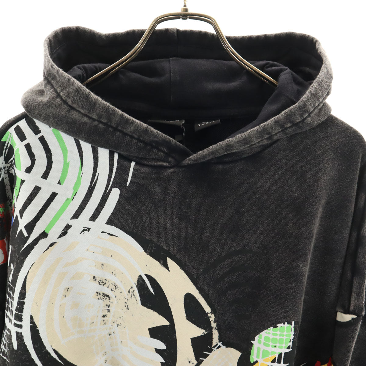 未使用 Desigual デシグアル Disney ディズニー コラボ ミッキーマウス 長袖 オーバーサイズ スウェットパーカー S ブラック系 レディース