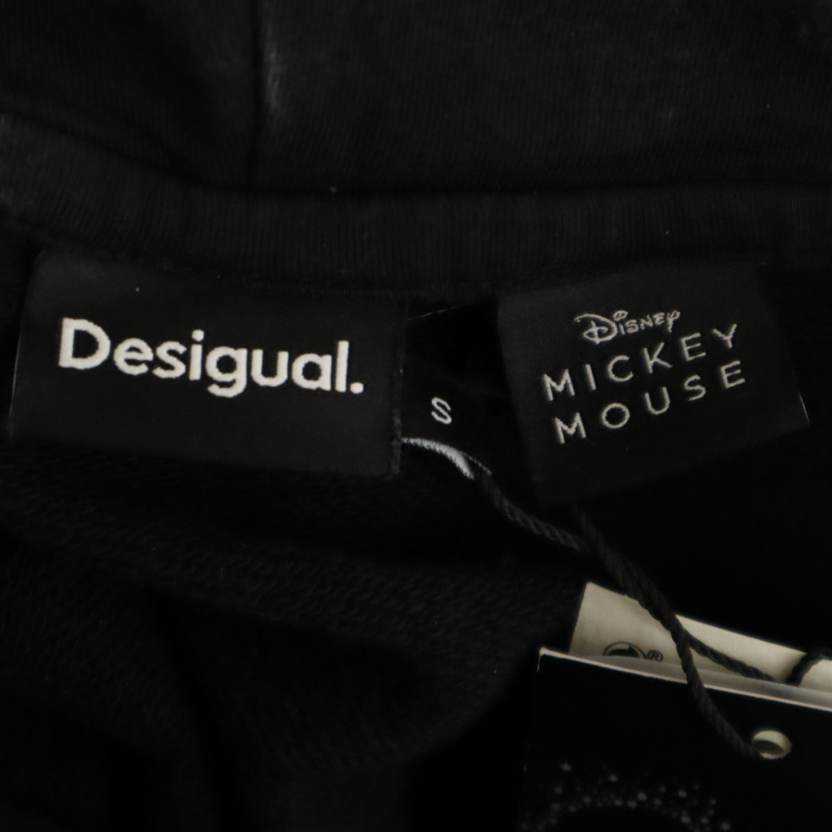 未使用 Desigual デシグアル Disney ディズニー コラボ ミッキーマウス 長袖 オーバーサイズ スウェットパーカー S ブラック系 レディース