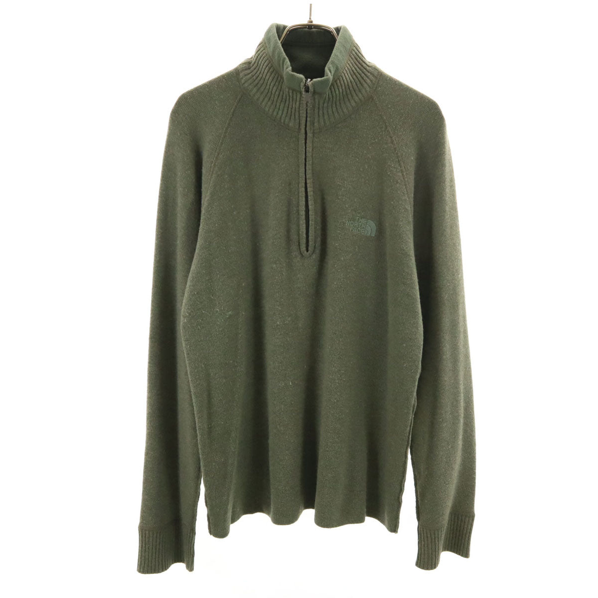 THE NORTH FACE ノースフェイス ウールブレンド 長袖 ハーフジップ セーター S カーキ AP3E アウトドア ニット メンズ