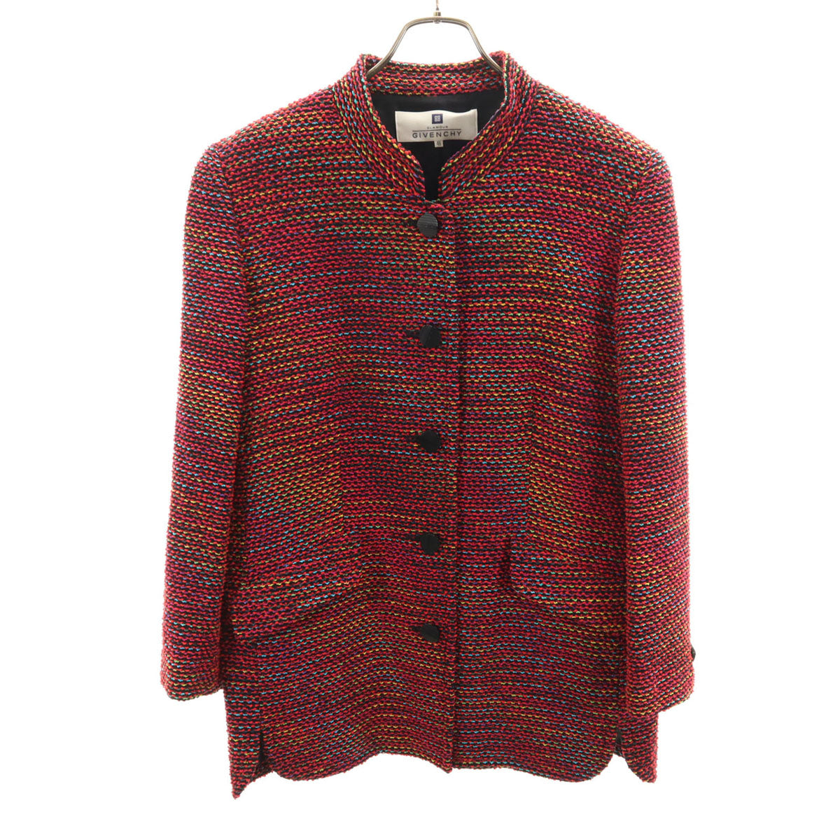 GIVENCHY ジバンシィ 90s 日本製 オールド ファンシーツイード ジャケット 46 レッド レディース