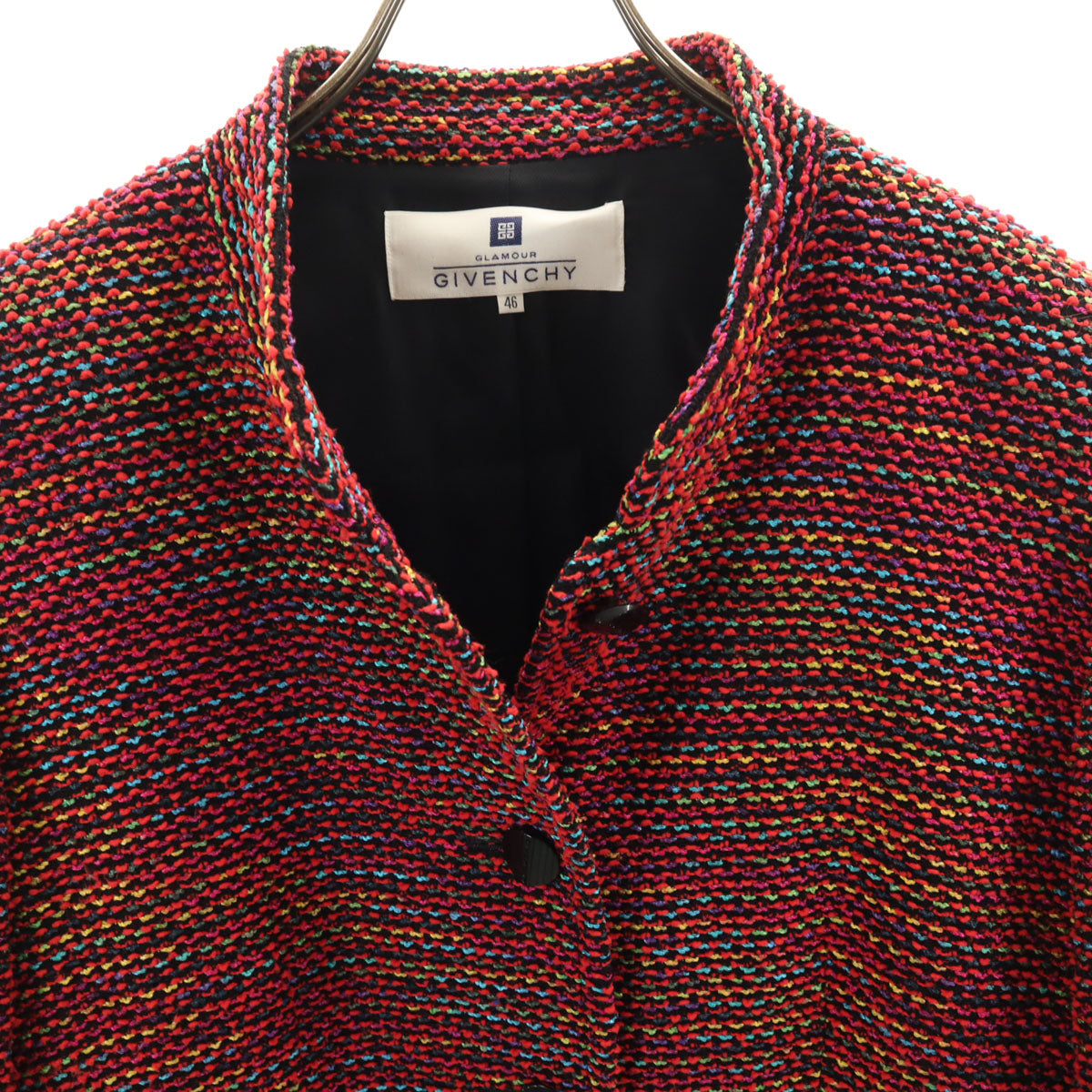 GIVENCHY ジバンシィ 90s 日本製 オールド ファンシーツイード ジャケット 46 レッド レディース