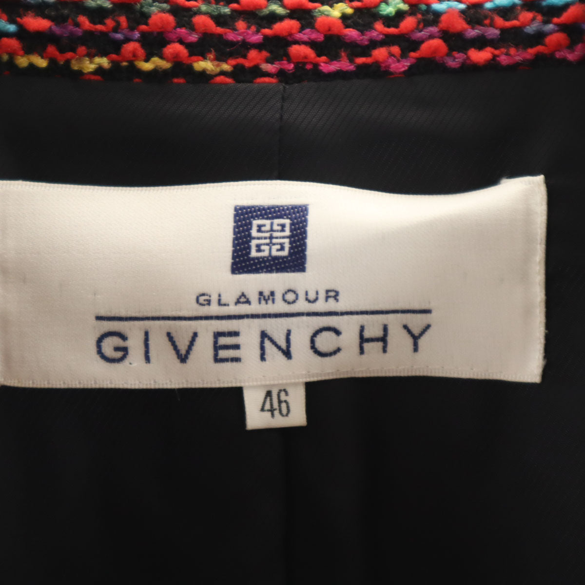 GIVENCHY ジバンシィ 90s 日本製 オールド ファンシーツイード ジャケット 46 レッド レディース