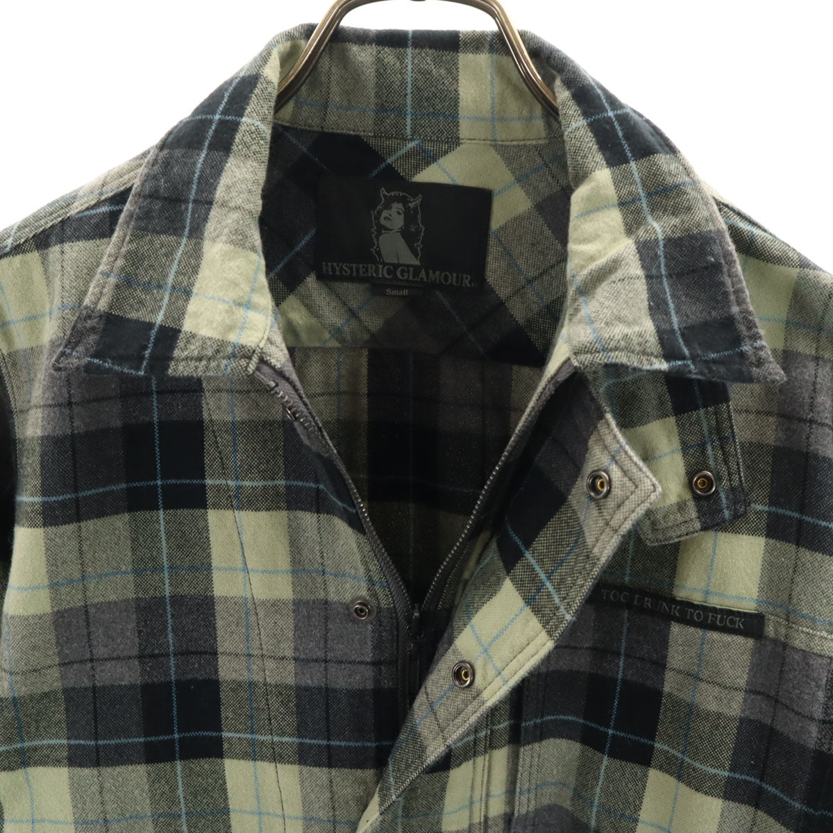 HYSTERIC GLAMOUR ヒステリックグラマー 日本製 チェック柄 長袖 シャツジャケット S グレー系 メンズ