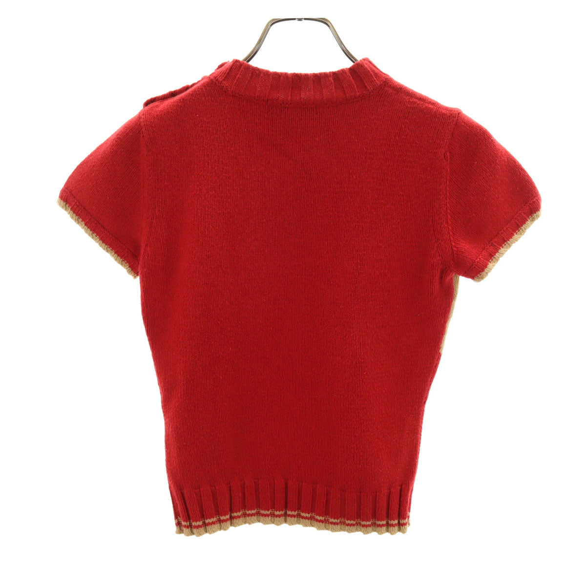 BURBERRY BLUE LABEL バーバリーブルーレーベル 半袖 セーター M レッド系 ニット 三陽商会 レディース